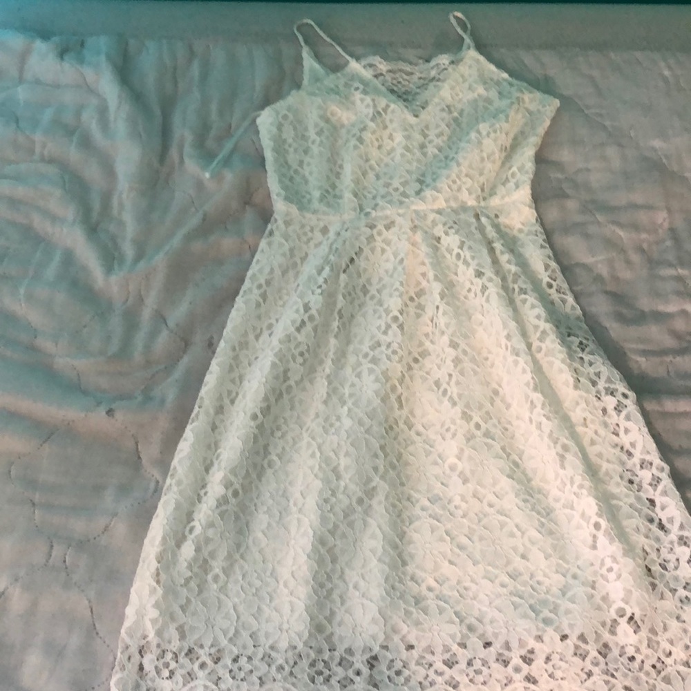 White dress with flower designs